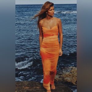 Zara DRAPED PRINTED TULLE DRESS